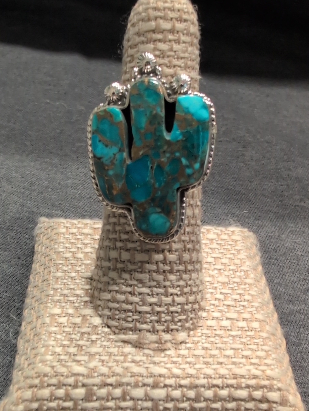 Turquoise Cactus Statement Ring - Women Jewelry